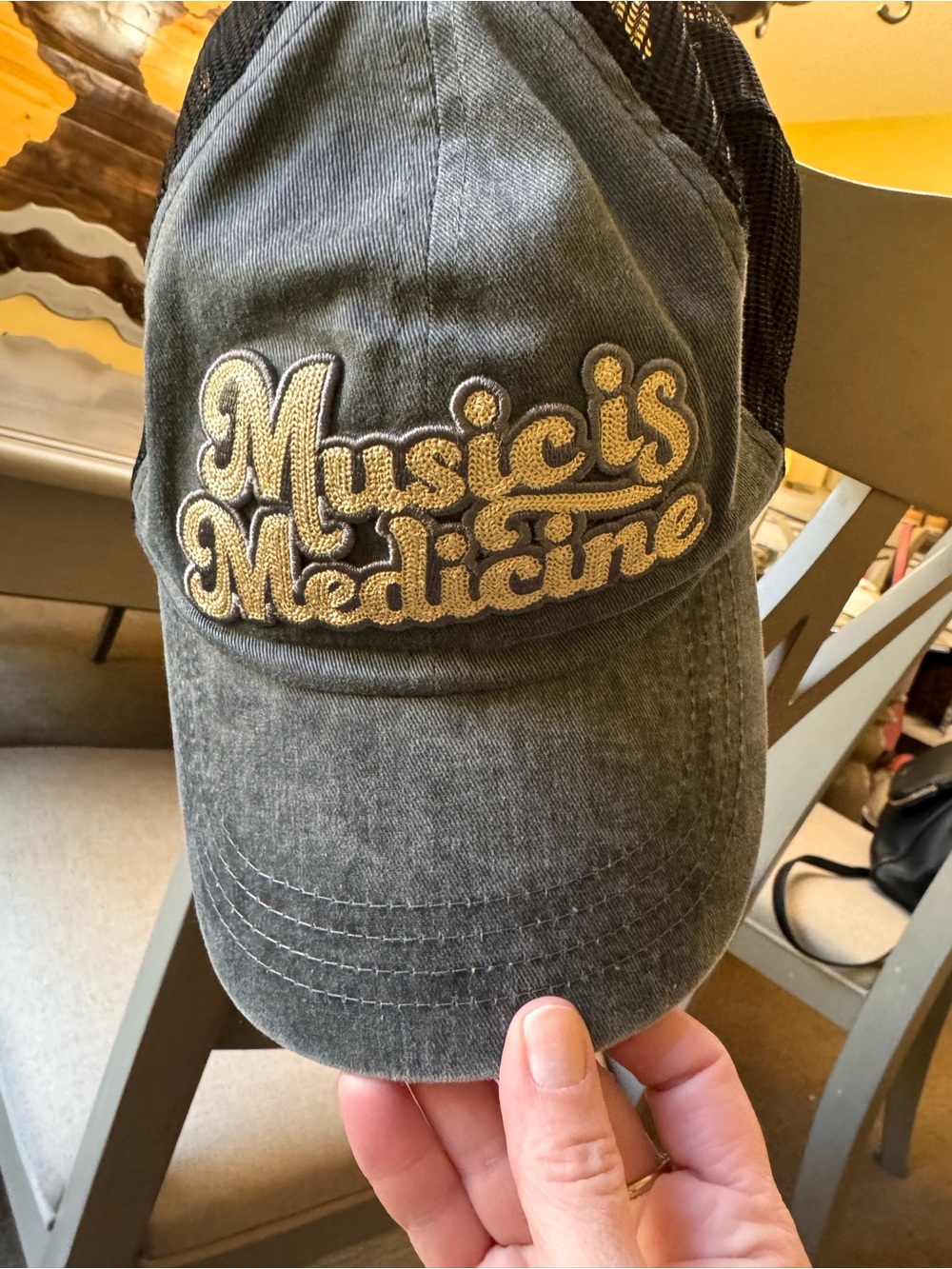 "Music is Medicine" Idyllwind  Baseball Hat - grey and cream. Never worn.